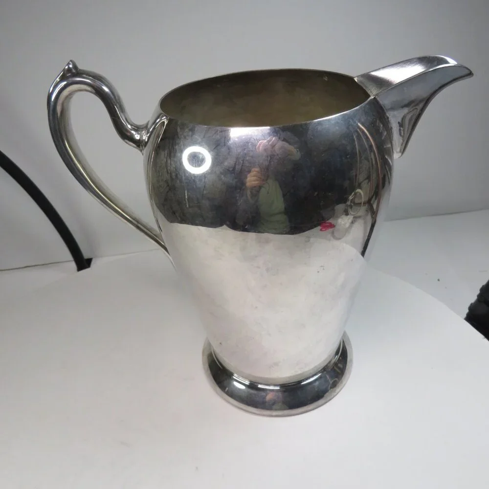 Water Pitcher Silver Plated by Academy w Daffodil Flowers FOOD SAFE